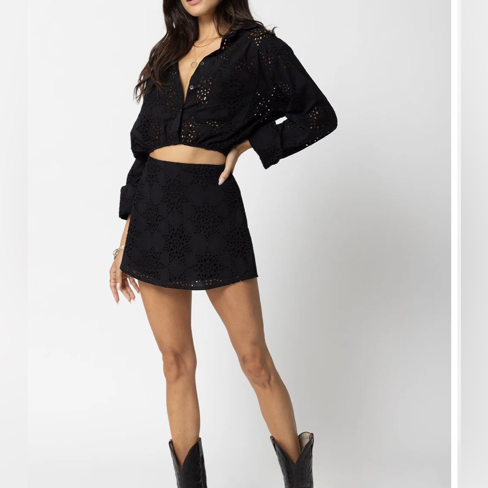 Nwt Stillwater The Eyelit Slip Mini Skirt And L/S Top